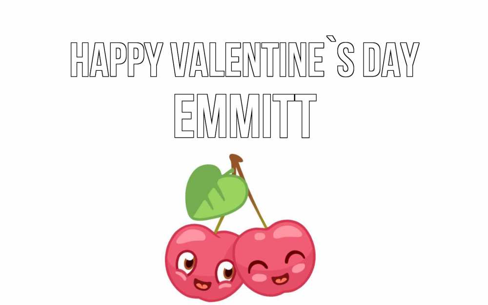 Greetings card с именем, Emmitt Happy Valentine`s Day две вишенки пара на 14 февраля Greetings with text for free download 